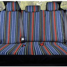 Saddle Blanket Car Seat Covers - Full Set 9pc Front & Rear Protection for Vehicle Van SUV Car - Auto Striped Heavy Duty Woven Material (Tribal Woven Blue)