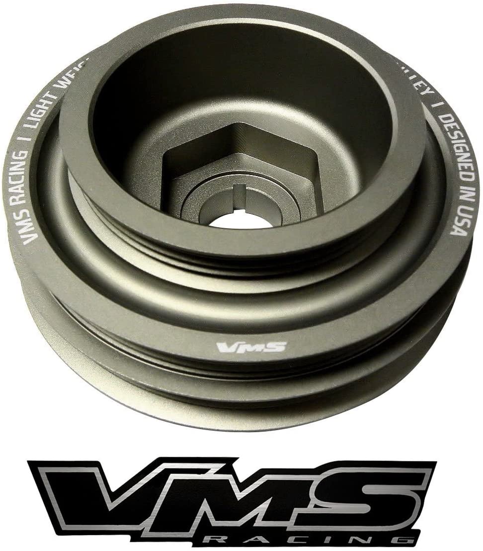 97-01 VMS Racing Light Weight Billet Aluminum Crankshaft CRANK PULLEY for Honda CRV B20Z and B20B (NO DIFFERENT SIZED BELTS NEEDED) 1997-2001