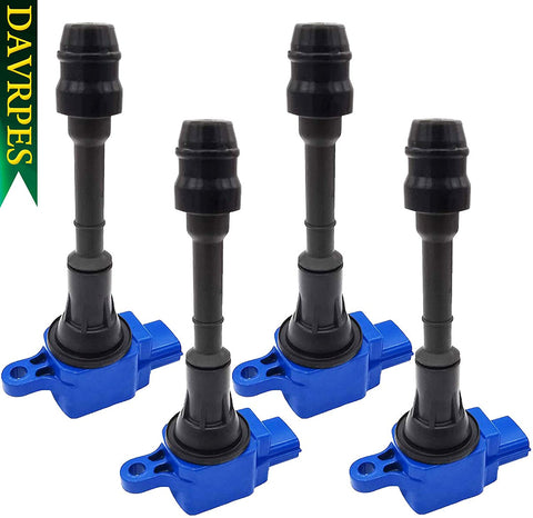 DAVRPES 4Pcs UF350 22448-8H315 Ignition Coils Pack For 2002-2006 Nissan Altima, 2002-2008 Nissan Sentra X-Trail, 2010-2013 X-Trail 2.5L-L4 Replace# C1398|22448-8H310|22448-8H300|22448-8H311|5C1395