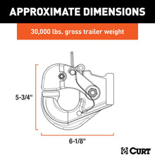 CURT 48215 Pintle Hook Hitch 30,000 lbs, Fits 2-1/2 to 3-Inch Lunette Ring, Mount Required