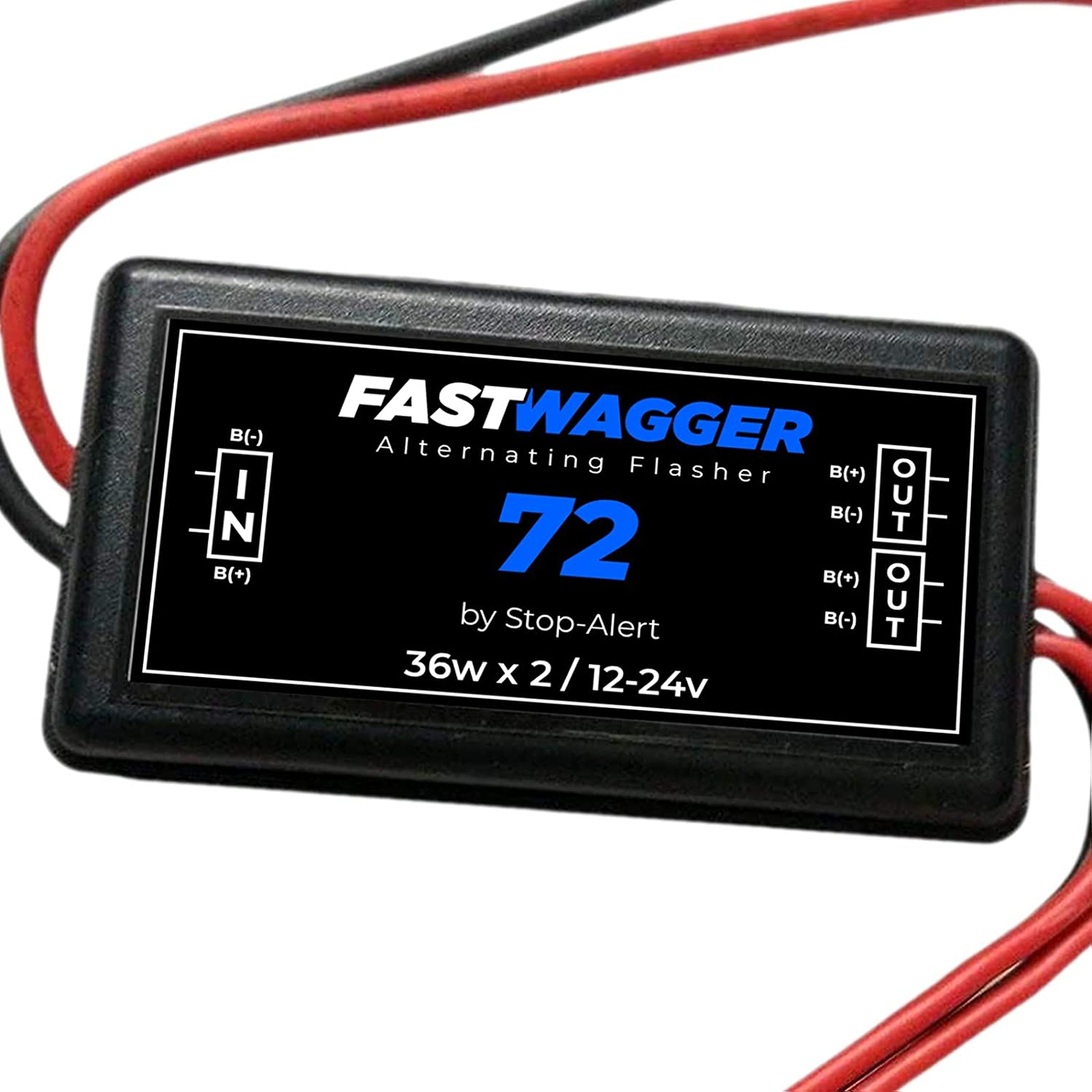 Stop-Alert FastWagger 72 Electronic Wig Wag Alternating Flasher Relay - Waterproof Universal Emergency Police Ambulance Car Controller LED Strobe Light Box Kit- Universal WigWagger 12-24V