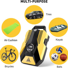 Portable Air Compressor Pump,12V DC Digital Tire Inflator, 150 PSI Auto Shut-off, w/ emergency LED flasher & Extra Long Cable for Tires, Bicycle, Air Boat/Mattress,Balls and Other Inflatables