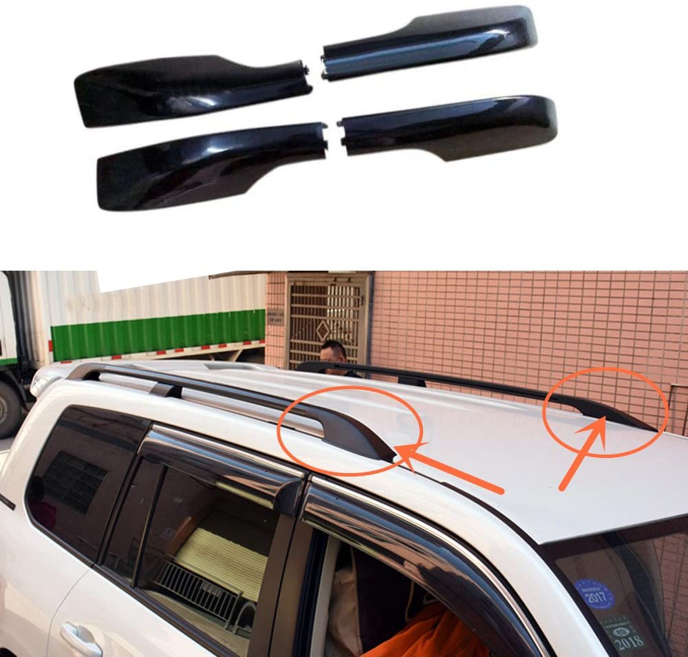HIGH FLYING 4PCS Black Roof Rails Rack End Cap Protection Cover Shell for Toyota Land Cruiser LC200 J200 2008-2018