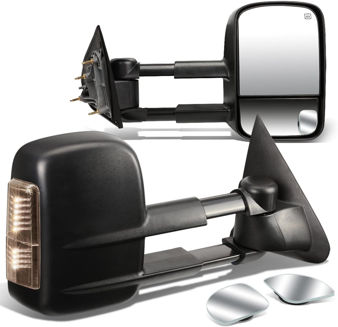 DNA Motoring TWM-020-T888-BK-SM+DM-074 Pair of Towing Side Mirrors + Blind Spot Mirrors