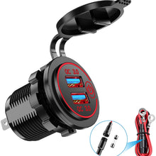 YONHAN Quick Charge 3.0 Dual USB Car Charger with Switch, Waterproof 36W 12V USB Outlet Fast Charger Power Outlet for Marine Boat Motorcycle Truck Golf Cart and More Red