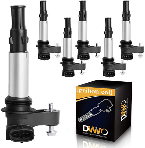 DWVO Ignition Coil Pack Compatible with Buick Allure Enclave LaCrosse Rendezvous - Cadillac CTS STS SRX - Chevrolet Traverse Vectra - Saab Saturn 2.8L 3.6L V8 - Set of 6