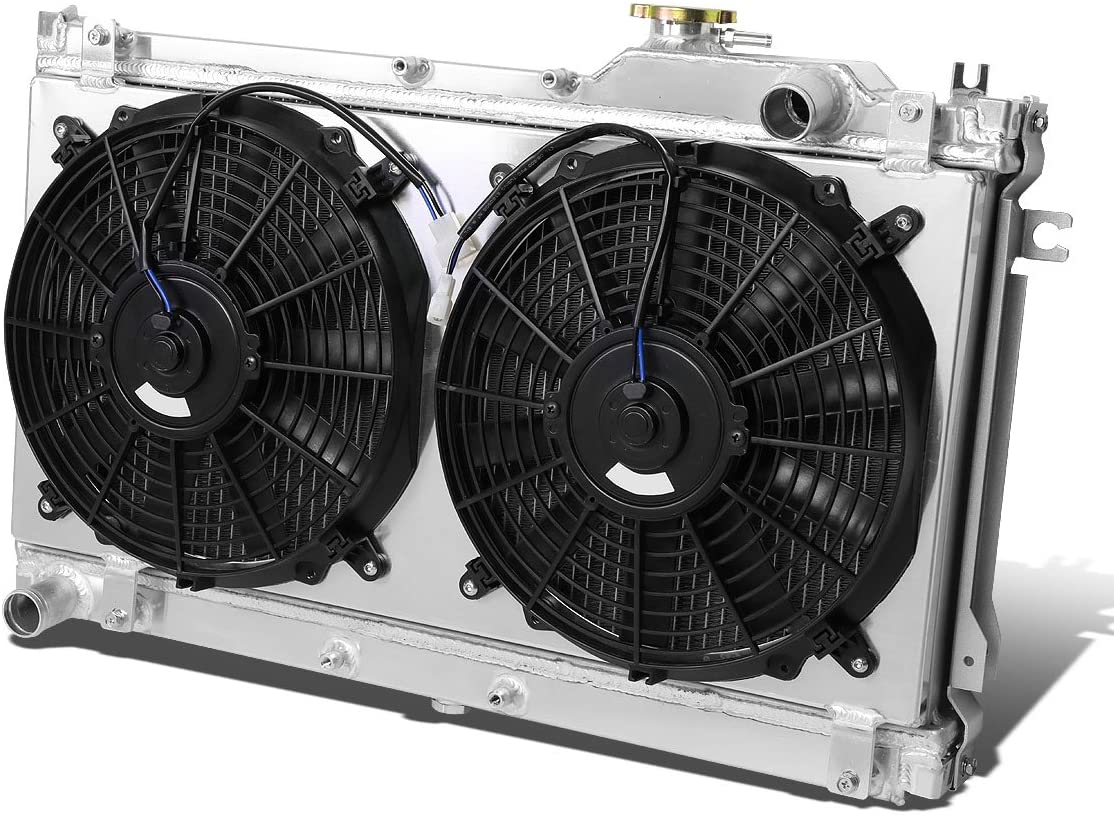 Replacement for Mazda Miata MX-5 Aluminum 2-Row Bolt-on Cooling Radiator W/Fan Shroud - 1st gen NA