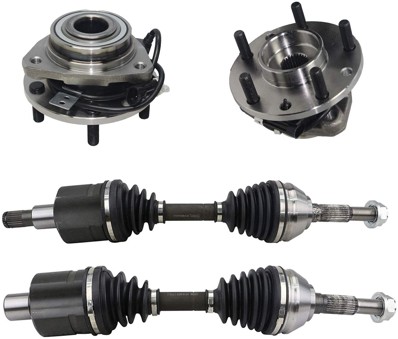 Bodeman - 4pcs Front CV Axle Drive Shaft & Wheel Hub Bearing Assembly for 1998-2005 Chevy S10 Blazer - 4 Wheel Drive; (excluding ZR2 Models)