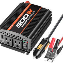 POTEK 500W Power Inverter/Car Inverter DC 12V to AC 110V Dual AC Charging Port and 2A USB Ports for Laptop, Smart Phone