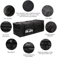 CZC AUTO Expandable Hitch Cargo Carrier Bag 9.5 cu. ft Extends to 11.6 cu. ft, Waterproof/Rainproof/Weatherproof, for Car Truck SUV Vans' Hitch Trays Hitch Baskets, Safe Steady Durable Soft Black