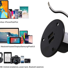 Facon RV USB Charger Socket Power, High Speed Charging 5V / 2.4A Dual USB Outlet, Recessed Mount with Green Indicator Light, USB Outlet for RV Trailer Camper Boat Marine Motorhome (Black)