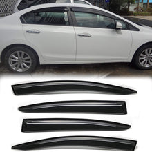 MGPRO New 4pcs Out-Channel/Outside Mount Style For 2006 2007 2008 2009 2010 2011 Honda Civic 4D/4Dr Sedan Dark Smoke Wind Sun Rain Guard Vent Shade Deflector Window Visors