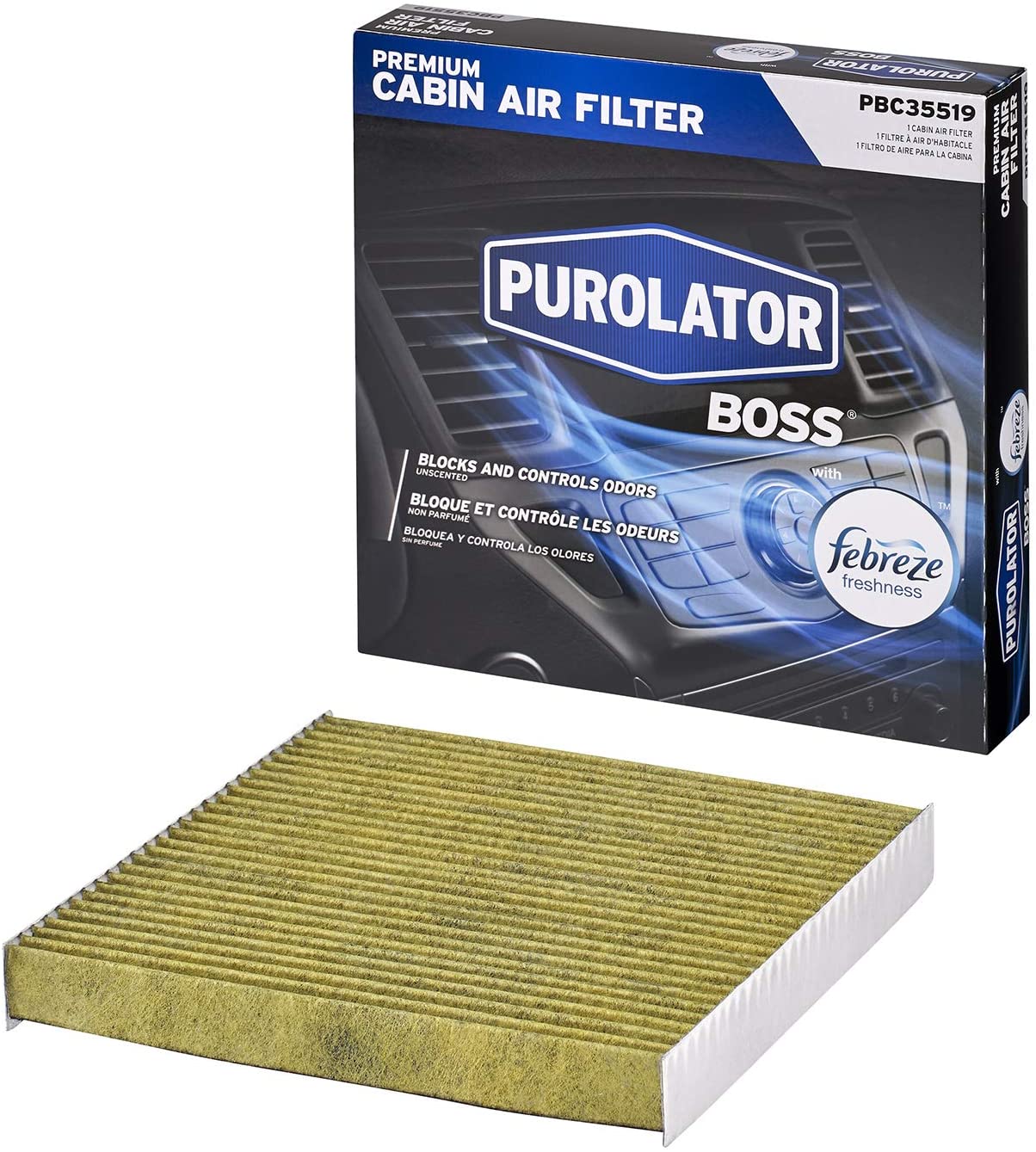 Purolator PBC35519 PurolatorBOSS Premium Cabin Air Filter with Febreze Freshness