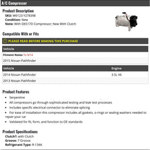 A/C Compressor with Clutch - Compatible with 2013-2015 Nissan Pathfinder 3.5L V6