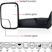 Perfit Zone TOWING MIRROR PAIR SET Replacement for 98-02 RAM 1500 2500 3500 Powered Heated Black