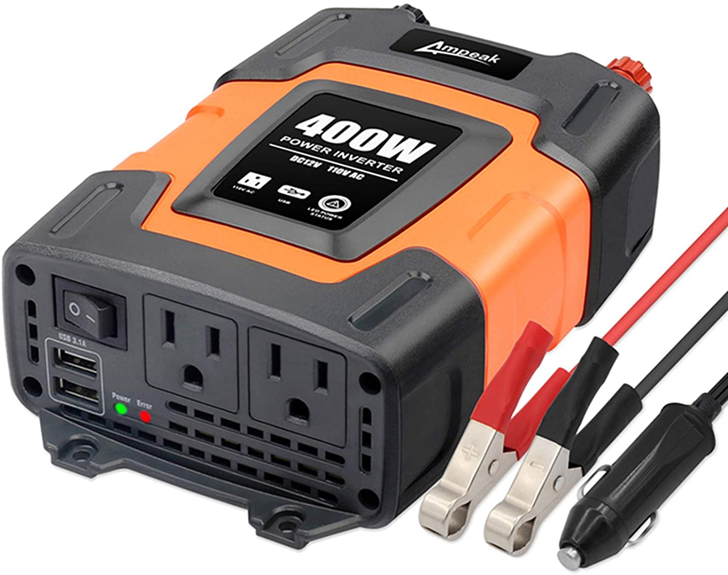 Ampeak 100W Car Power Inverter DC 12V to 110V AC Converter with 2.1A USB Car Adapter
