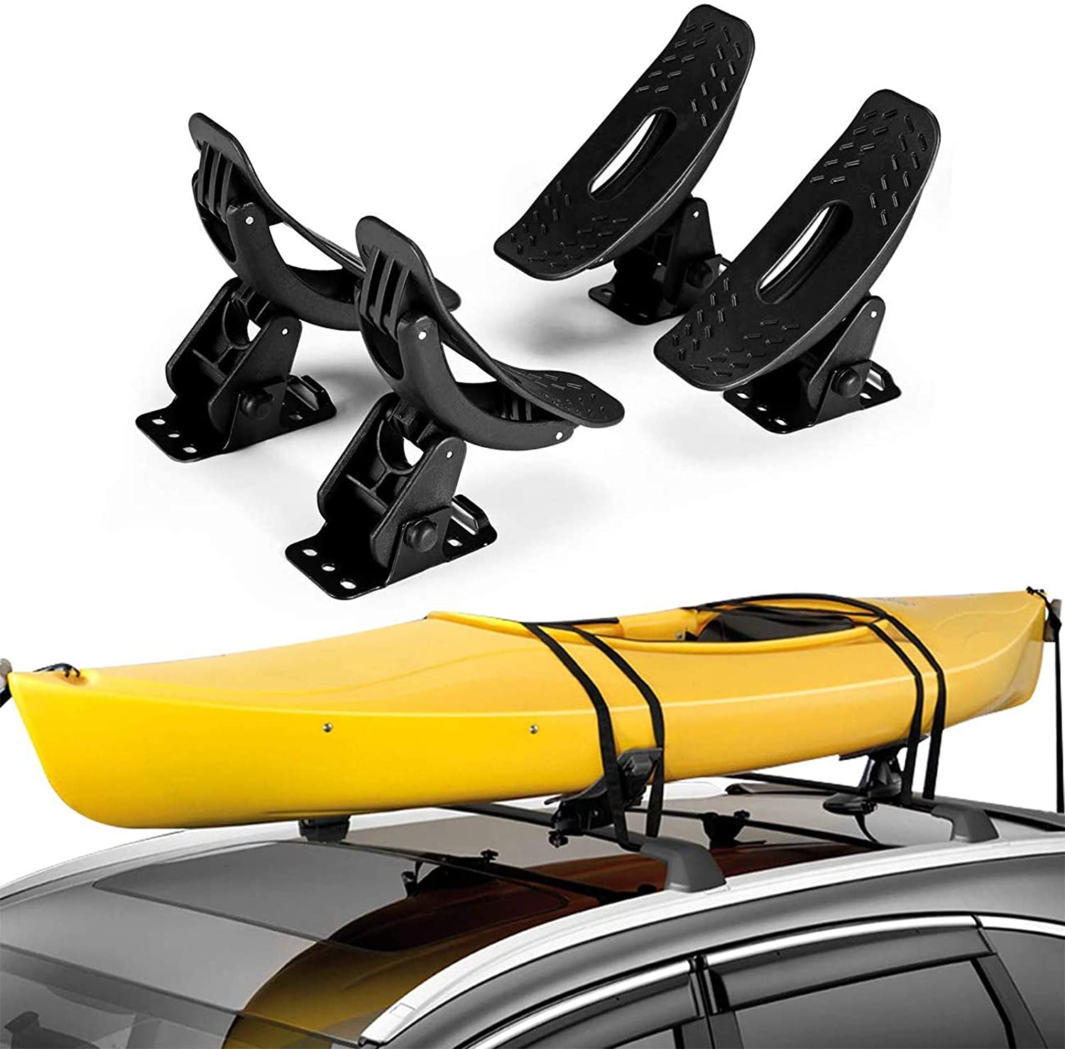 HUWENJUN123 Universal Kayak Canoe Car Roof Rack Saddle for Car Rack Kayak Canoe Brackets Easy Travel with Kayaks Canoes Paddleboards and Surfboards