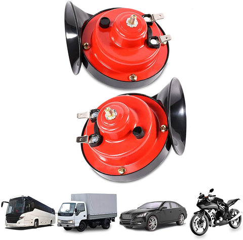 2PCS 300 DB Super Loud Train Horn for Trucks Boat Car Air Electric, Snail Single Horn, Double Horns Raging Sound for Trucks, Cars, Motorcycle, Bikes, Boats with 12v Power Supply