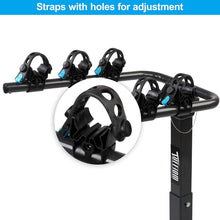 TUFFIOM 3-Bike Hitch Mount Rack with Stabilizer, Bicycle Carrier Holder for Car Truck SUV Minivan with 2Inch Hitch Receiver, Adjustable Mounting Saddles & Rubber Straps, Black