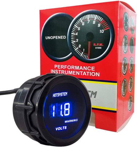 HOTSYSTEM Electronic Voltmeter Voltage Volt Gauge Meter Blue Digital LED 2inches 52mm for Car Vehicle Auto