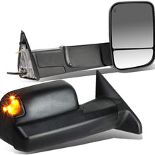 Replacement for RAM Truck Pair of Chrome Powered + Heated Smoked Signal Glass + Foldable Side Towing Mirrors
