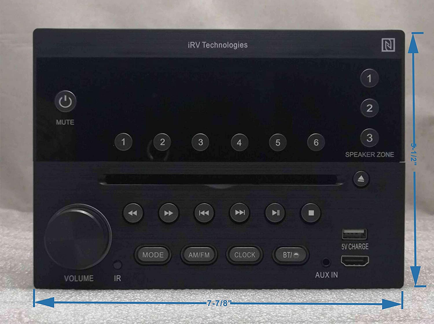 iRV Technology iRV32V2 AM/FM/CD/DVD/MP3/MP4/HDMI in&Out w/ARC/Digital 2.1/Surround Sound/Bluetooth/CEC/NFC,3 Zones Wall Mount RV Radio Stereo w/APP Control, USB Using 5V Charging Both Android&Apple