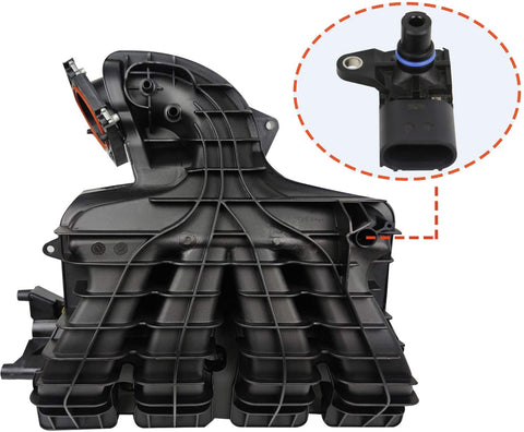 Engine Intake Manifold with Air Pressure Sensor Compatible with 2009-2017 Jeep Patriot Compass/Dodge Caliber Avenger Journey/Chrysler Sebring 1.8L 2.0L 2.4L 4884495AK 4884495AH 4884495AJ
