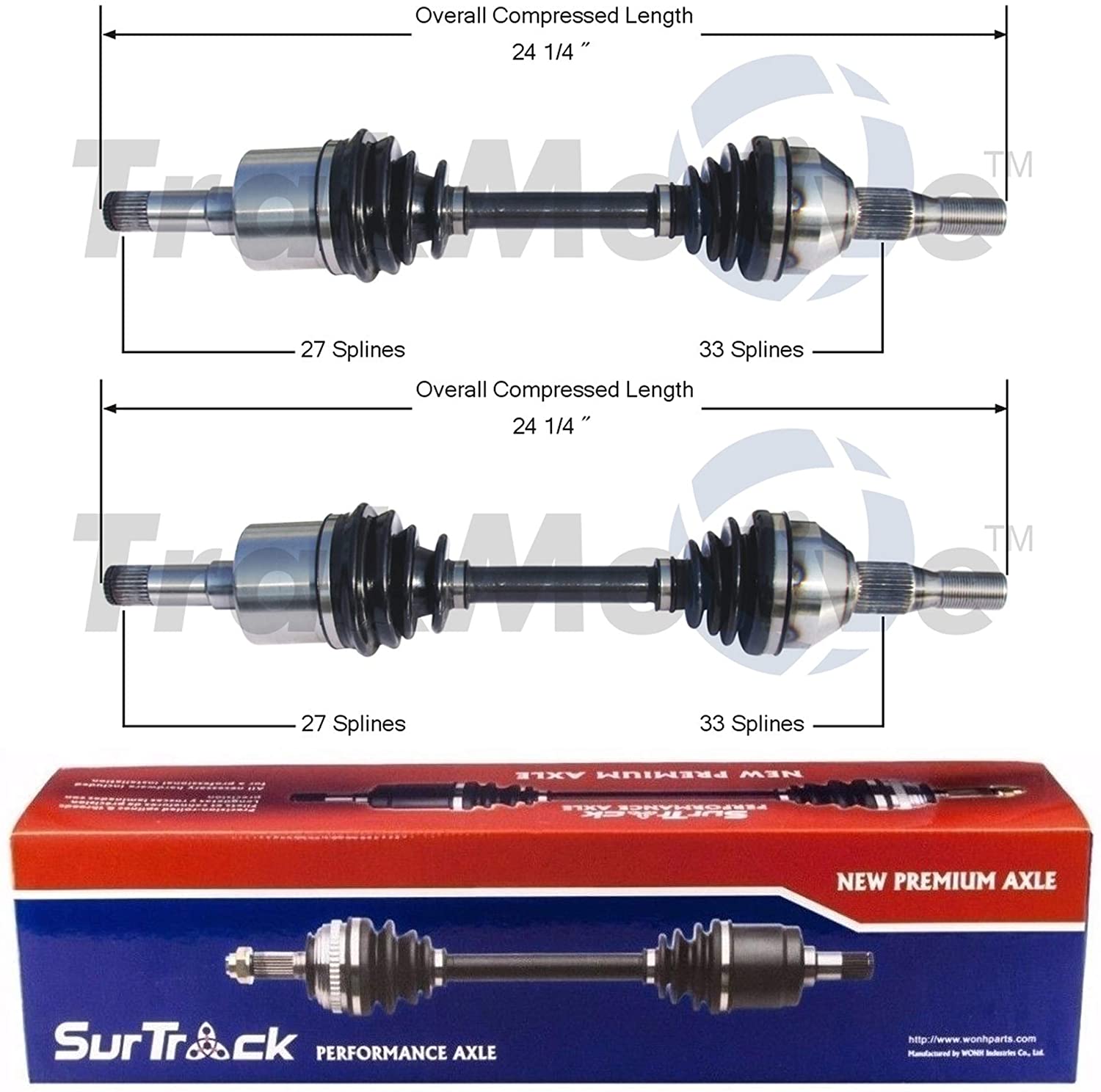 SurTrack Pair Set of 2 Front CV Axle Shafts For Saturn Vue 3.0L V6 FWD 2002-2003