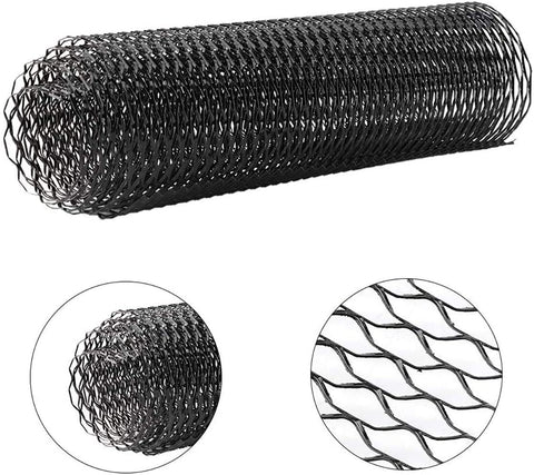 N2Qnice 40 inches x 13 inches Car Grille Mesh Aluminum Alloy Car Grille Mesh Sheet Grid Universal Body Bumper Rhombic Grill Mesh Hole 8mm x 25mm Black