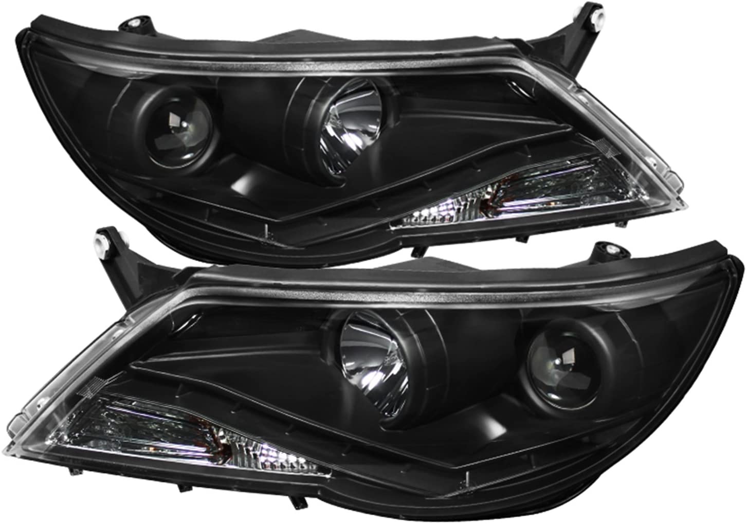 Spyder Auto PRO-YD-VTIG09-DRL-BK Volkswagen Tiguan Black DRL LED Projector Headlight (Black)