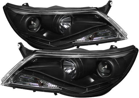 Spyder Auto PRO-YD-VTIG09-DRL-BK Volkswagen Tiguan Black DRL LED Projector Headlight