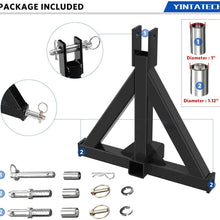 YINTATECH 3 Point 2" Receiver Trailer Hitch Heavy Duty Drawbar Adapter Category One Tractor Tow Compatible for Kubota, BX, LM25H, WLM Tractor, NorTrac, Yanmar, Kioti, Cat