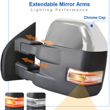 JZSUPER 2015 2016 2017 2018 2019 2020 Towing Mirrors fit for Ford F150 Pickup Truck with Turn Signal Light Temperature Sensor Power Heated Chrome Cap