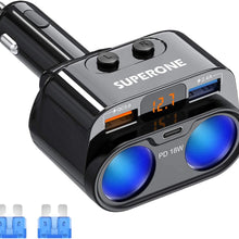 SUPERONE 200W 2-Socket Cigarette Lighter Splitter Power Adapter, USB C Car Charger with 18W Power Delivery 3.0 & Quick Charge 3.0 for iPhone 12/11/11 Pro/X/8/7, Samsung, Google Pixel and More