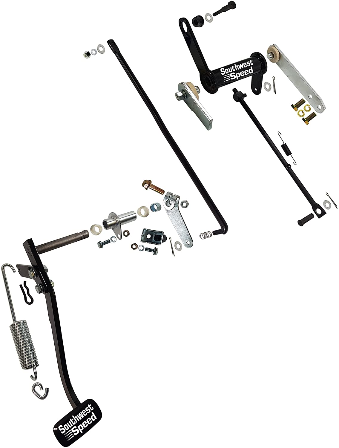 Southwest Speed New 1955 Chevy Factory Replacement Clutch Pedal & Clutch Linkage KIT, TRI-5 BEL AIR, Includes Pedal Linkage Z BAR Cross Shaft Sleeve BUSHINGS SPACERS Return Spring Bracket Retainer