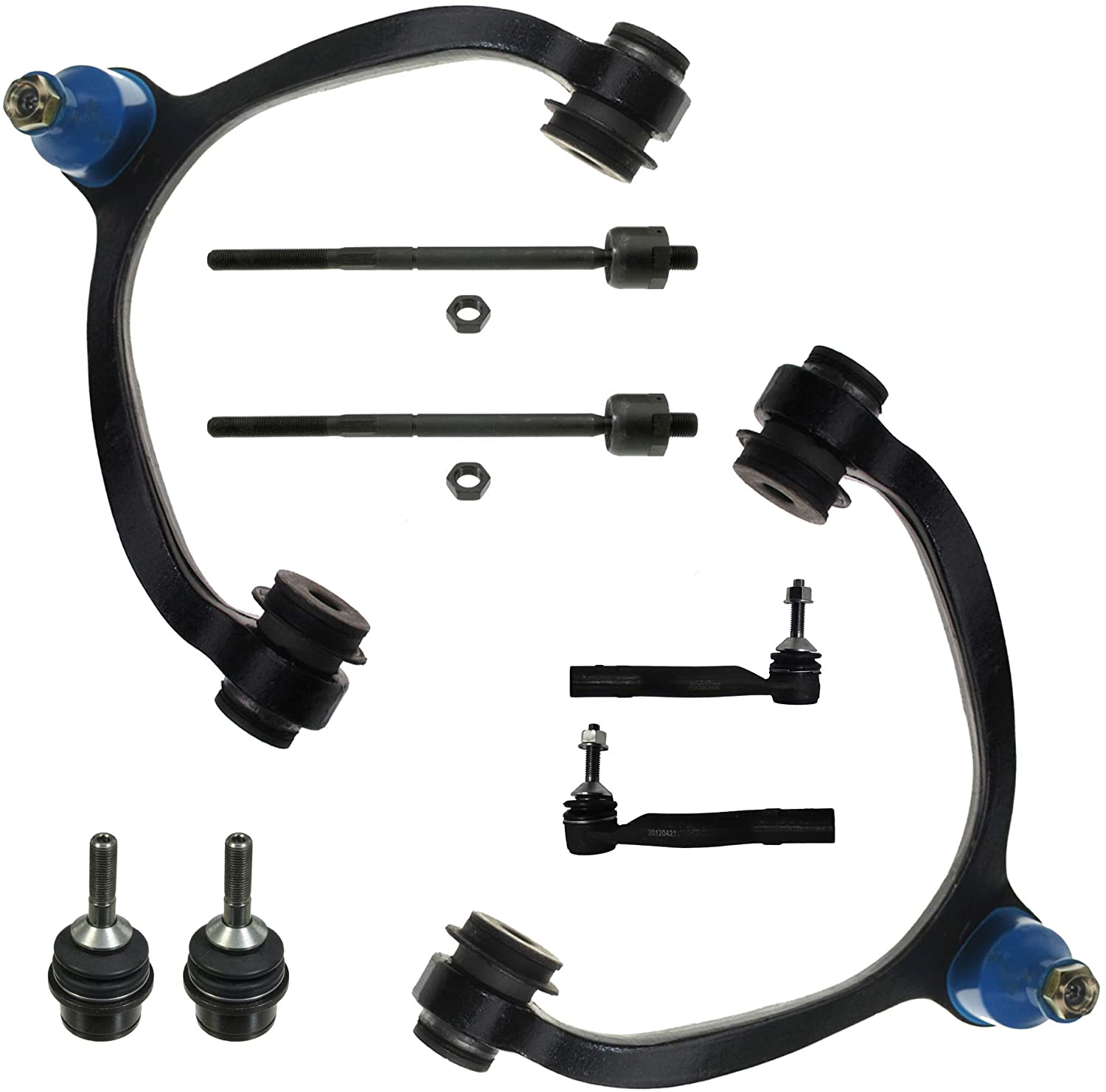 Detroit Axle- 8pc Front Upper Control Arms & Lower Ball Joints + Tie Rods Kit Replacement for 2003-2011 Ford Crown Victoria Town Car Grand Marquis Marauder