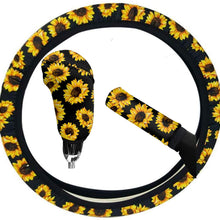 Babrukda Car Interior Accessiores for Women - 15 Inch Adjustable Streering Wheel Cover+Auto Gear Shift Knob Cover+Handbrake Cover Set Mandala Flower Non-Slip Soft Fit Most Cars Sedan SUV Van Truck