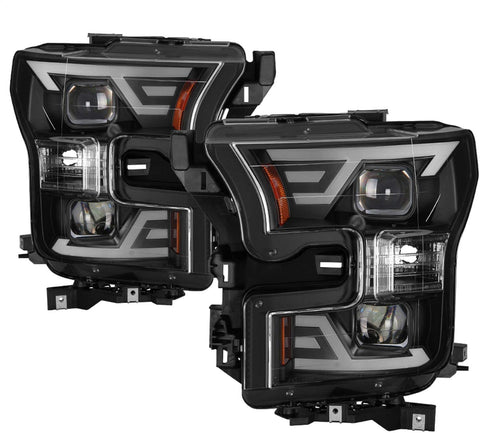 (xTune) Compatible with Ford F150 2015-2017 DRL LED Light Bar Projector Headlights - Black