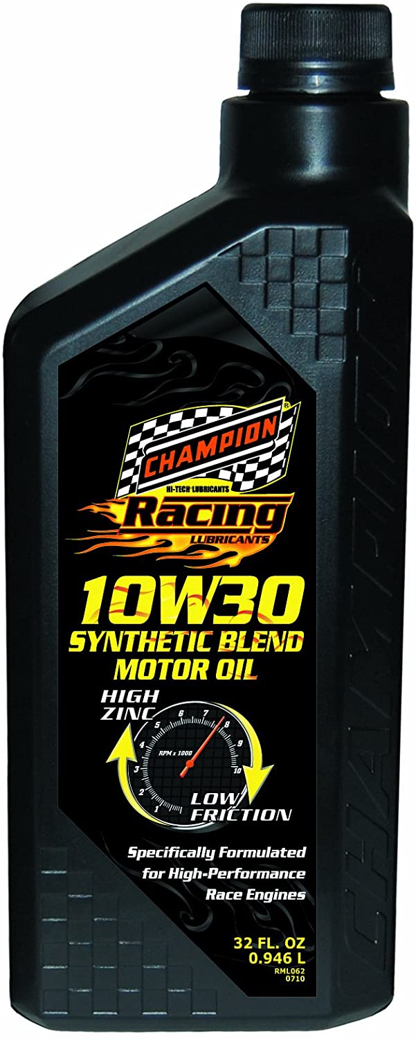Champion Brands 4104H-EACH 'Racing' 10W-30 Semi-Synthetic Motor Oil - 1 Quart Bottle