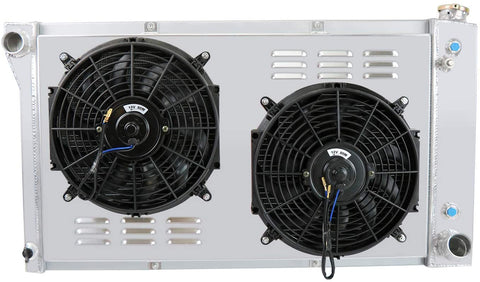 CoolingCare 4Row Aluminum Radiator+Shroud+Fan for Chevy/GMC C/K Series 10 20 30 Pickup Truck Suburban 1967-72