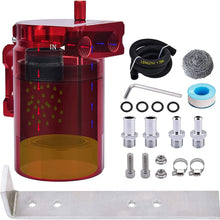 SPEEDWOW Aluminum Oil Catch Can Tank Filter Baffled With Breather Filter And Hose Kit Universal (Red)