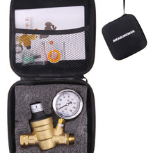 Measureman Adjustable Lead Free Brass RV Pressure Regulator, Pressure Reducer with Liquid Filled Pressure Gauge 160psi and Inlet Screened Filter for RV Camper Travel Trailer