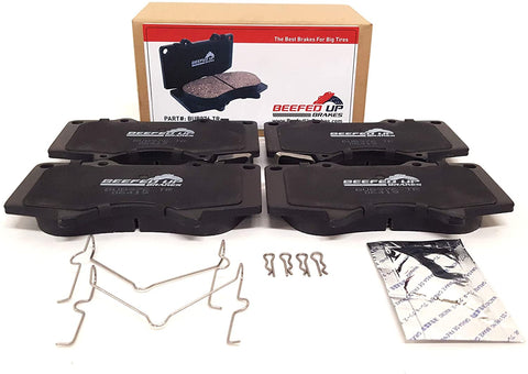 Beefed Up Brakes Premium Trail Rated Front Ceramic Brake Pad Kit w/hardware and grease Compatible with Toyota 4Runner, Toyota FJ Cruiser, Toyota Tacoma 4wd, Toyota Tundra