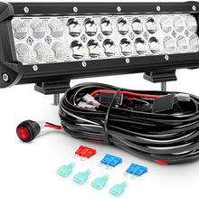 Nilight Led Light Bar 12 Inch 72W Spot Flood Combo With Off Road Wiring Harness, 2 years Warranty