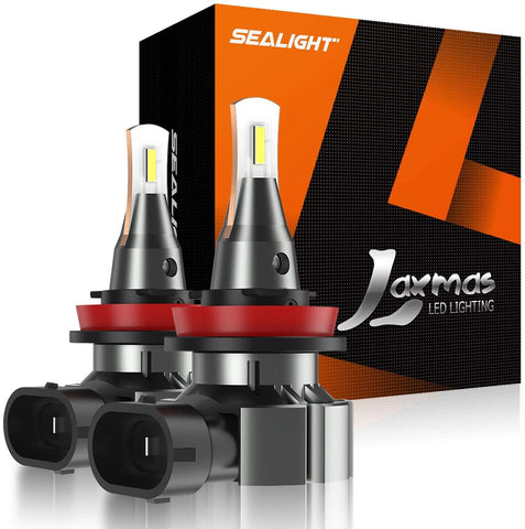 SEALIGHT H11 H8 H16 LED Fog Light Bulb, 5000 Lumens 6000K Extremely Bright Xenon White, Halogen Fog Light Daytime Running Light Bulbs Replacement, Pack of 2