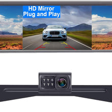 LeeKooLuu Reverse/Rear View Camera and Mirror Monitor Kit Only Wire Single Power Rear View/Full time View Optional for Car Truck with 7 LED Night Vision Waterproof Grid Lines