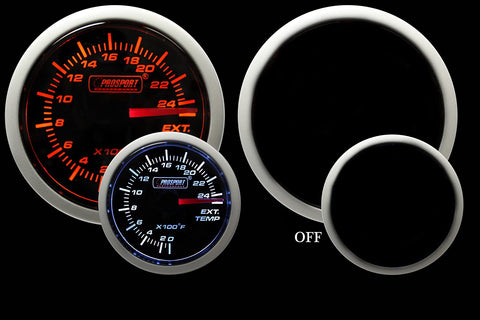 Prosport Gauges Exhaust Gas Temperature Gauge- Electrical Amber/White Performance Series 52mm (2 1/16