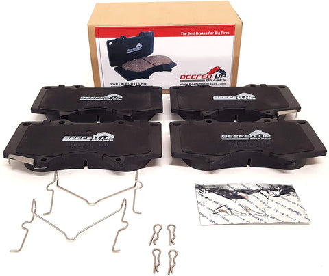 Beefed Up Brakes Premium Heavy Duty Front Ceramic Brake Pad Kit w/hardware and grease Compatible with Toyota 4Runner, Toyota FJ Cruiser, Toyota Tacoma 4wd, Toyota Tundra