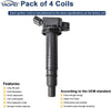 Ignition Coil Pack Set of 4 Replacement for Toyota Corolla Celica GT Matrix Mitsubishi Pontiac Vibe Lancer Coils Replaces 9091902239 C1249 UF247-L4 1.8L