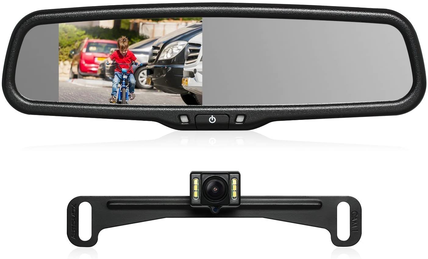 AUTO-VOX T2 Backup Camera Kit,OEM Rear View Mirror Monitor with IP68 Waterproof Rear View Camera,Super Night Vision for Parking & Reversing